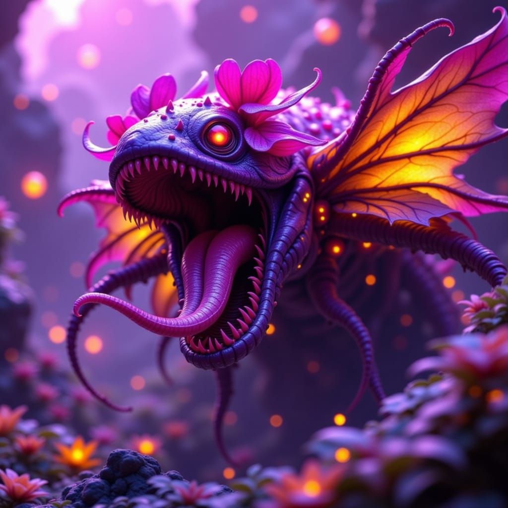 Colossal Piranha Plant in Dark Fantasy Style