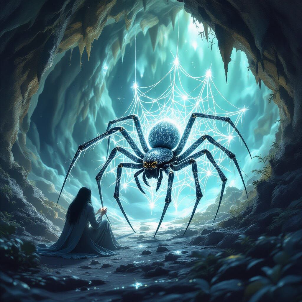 Mystical Spider Weaves Crystalline Animal Sculptures