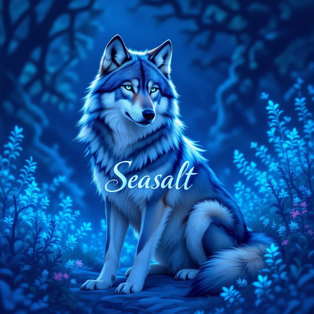 Majestic Wolf with Seasalt Inscription in Fantasy Concept Ar...