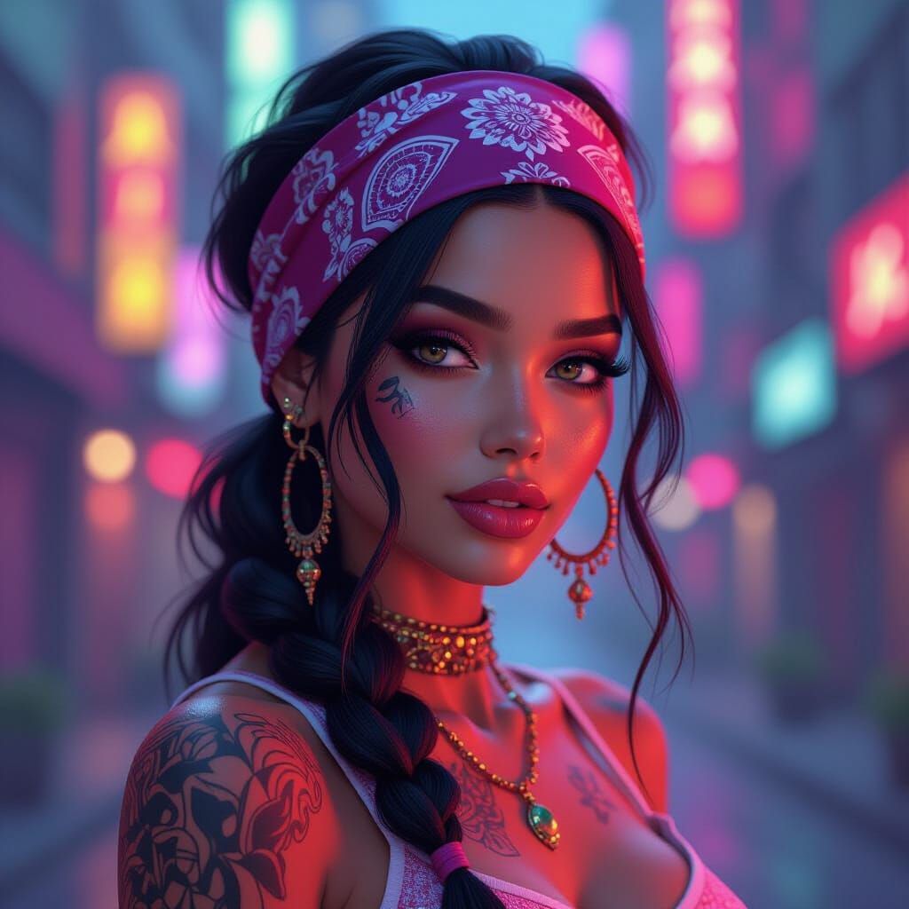 Futuristic Chola Portrait in Hyper-Realism Style