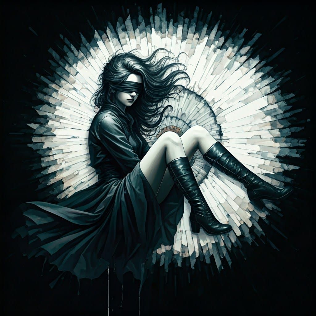 Abstract Woman in Flowing Dress: Digital Mixed Media