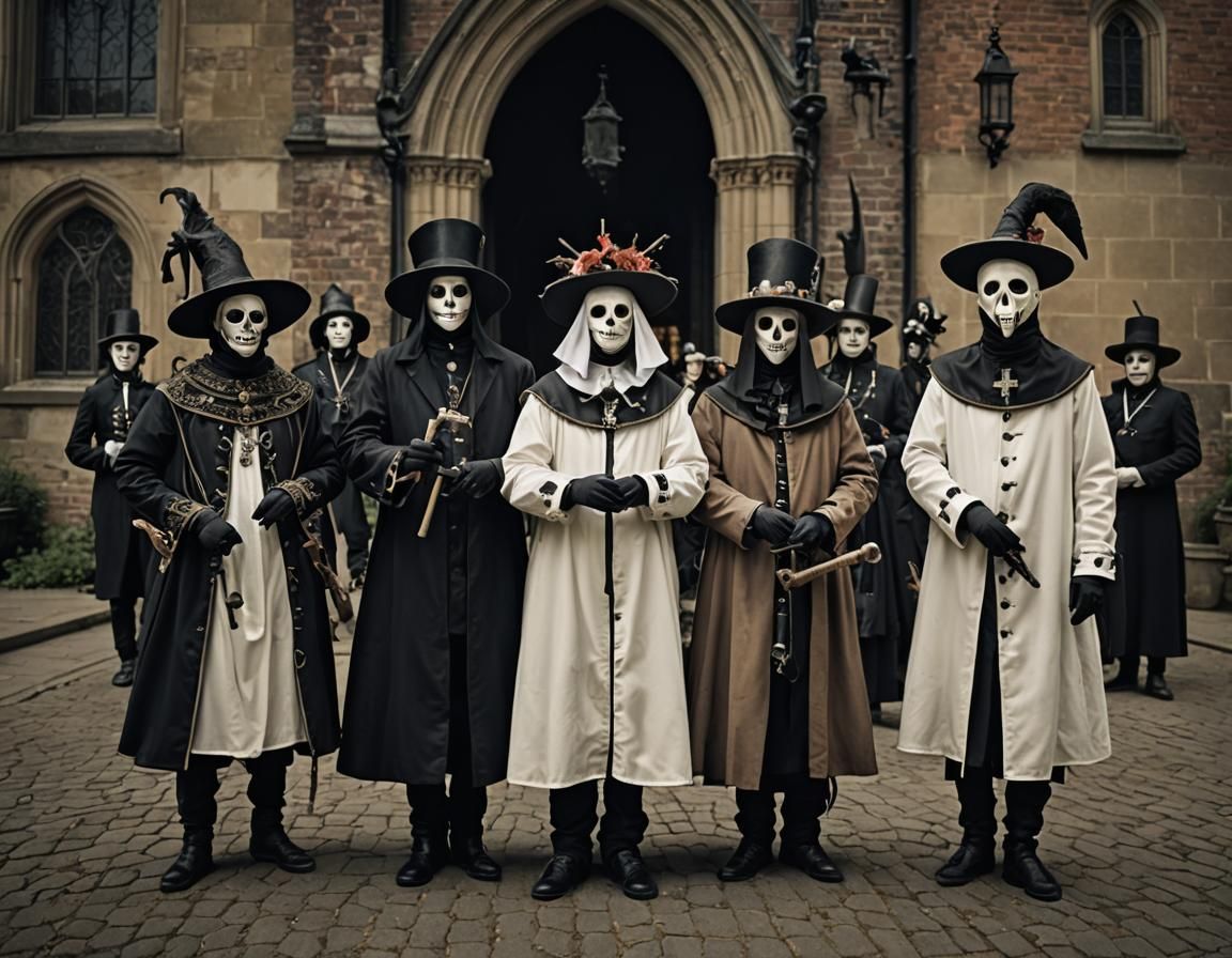 Addams Family Morris Dancers with Plague Doctors