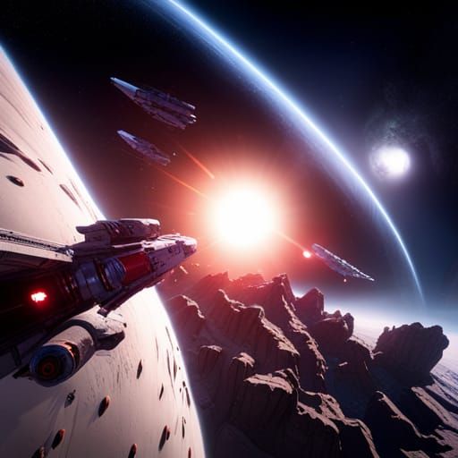 Epic Space Battle on Exploding Planet in 3D