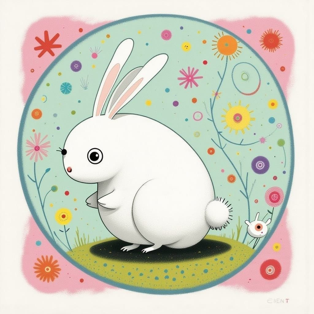 Cute Fat White Rabbit with Moonmoth Song