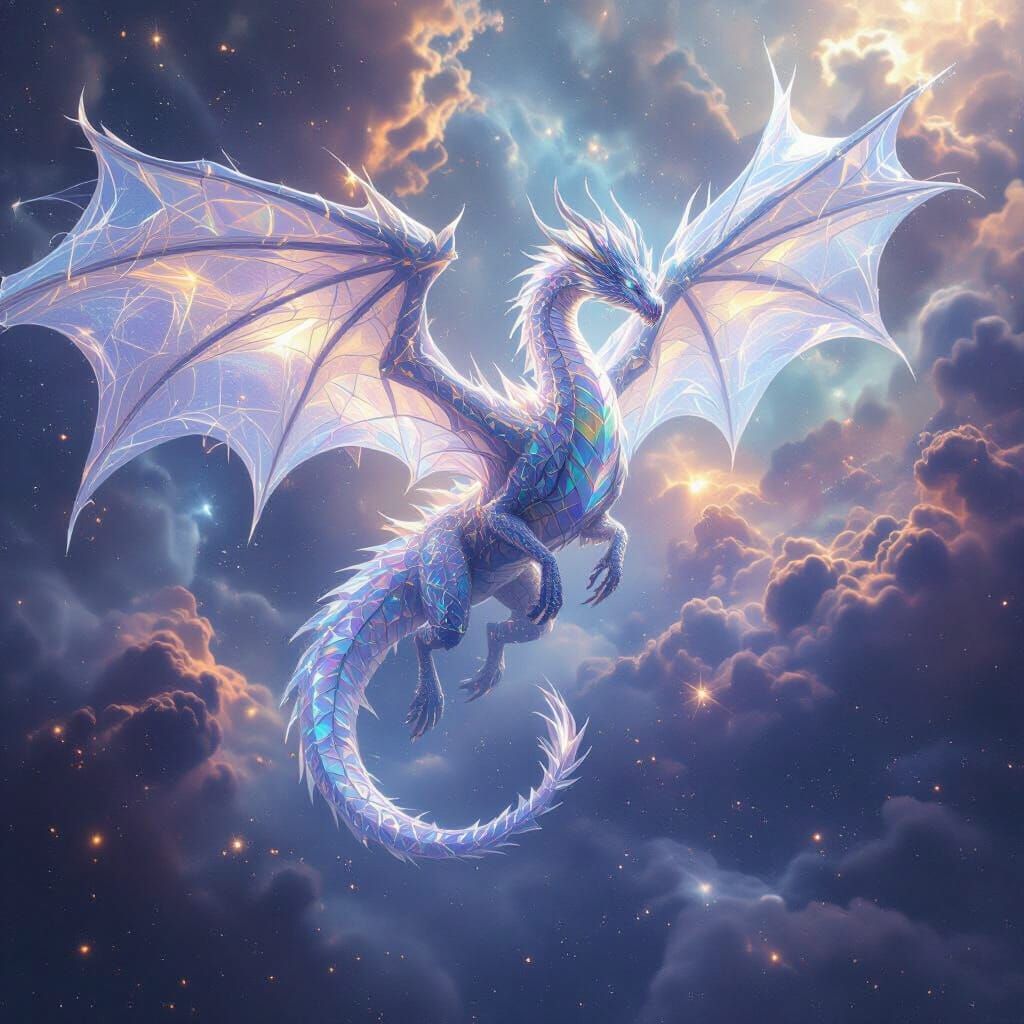 Crystalline Dragon Soars Through Cosmic Nebula