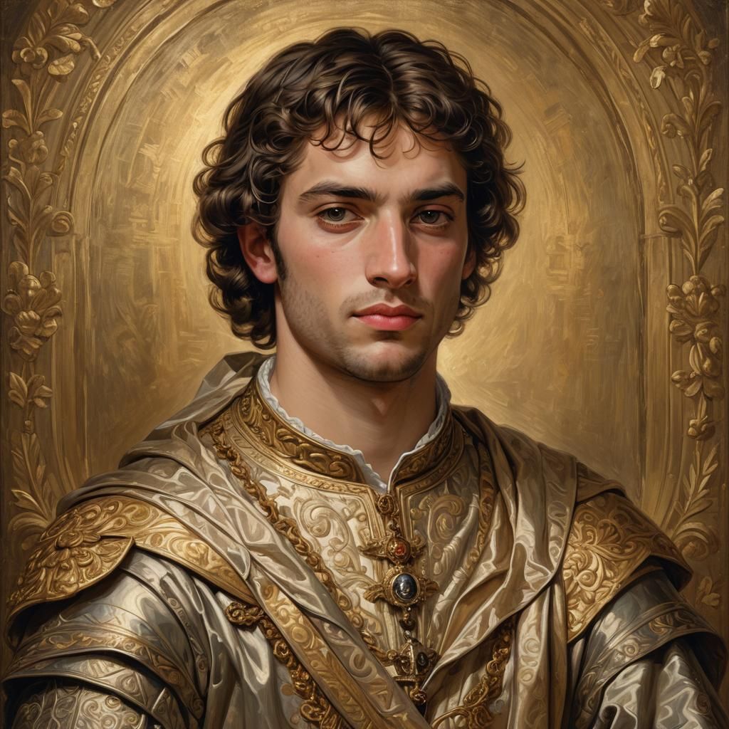 King Childebert II Portrait in Neoclassical Style