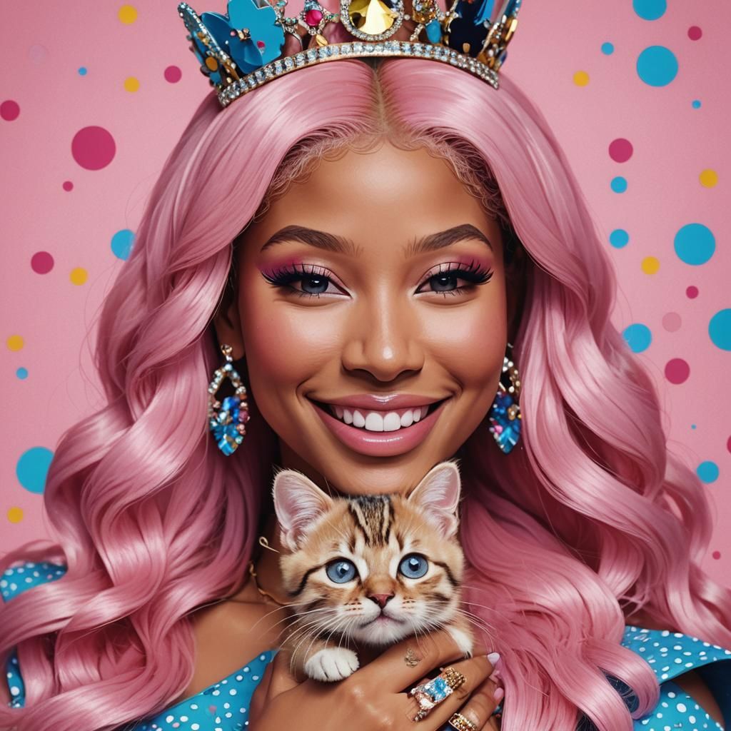 Pop Art Portrait: Niki Minaj with Kitten