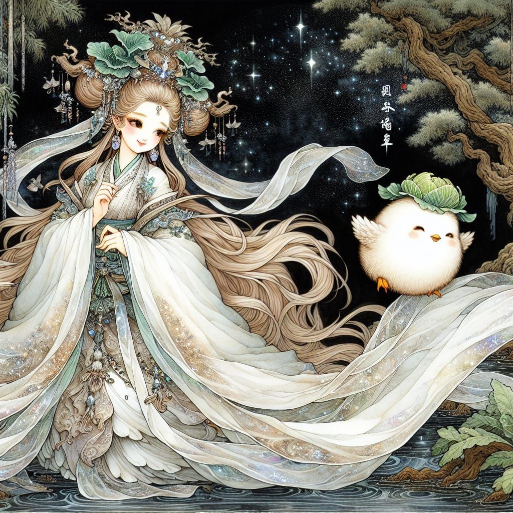 Forest Goddess Houtu explores the forest with Chickabbage