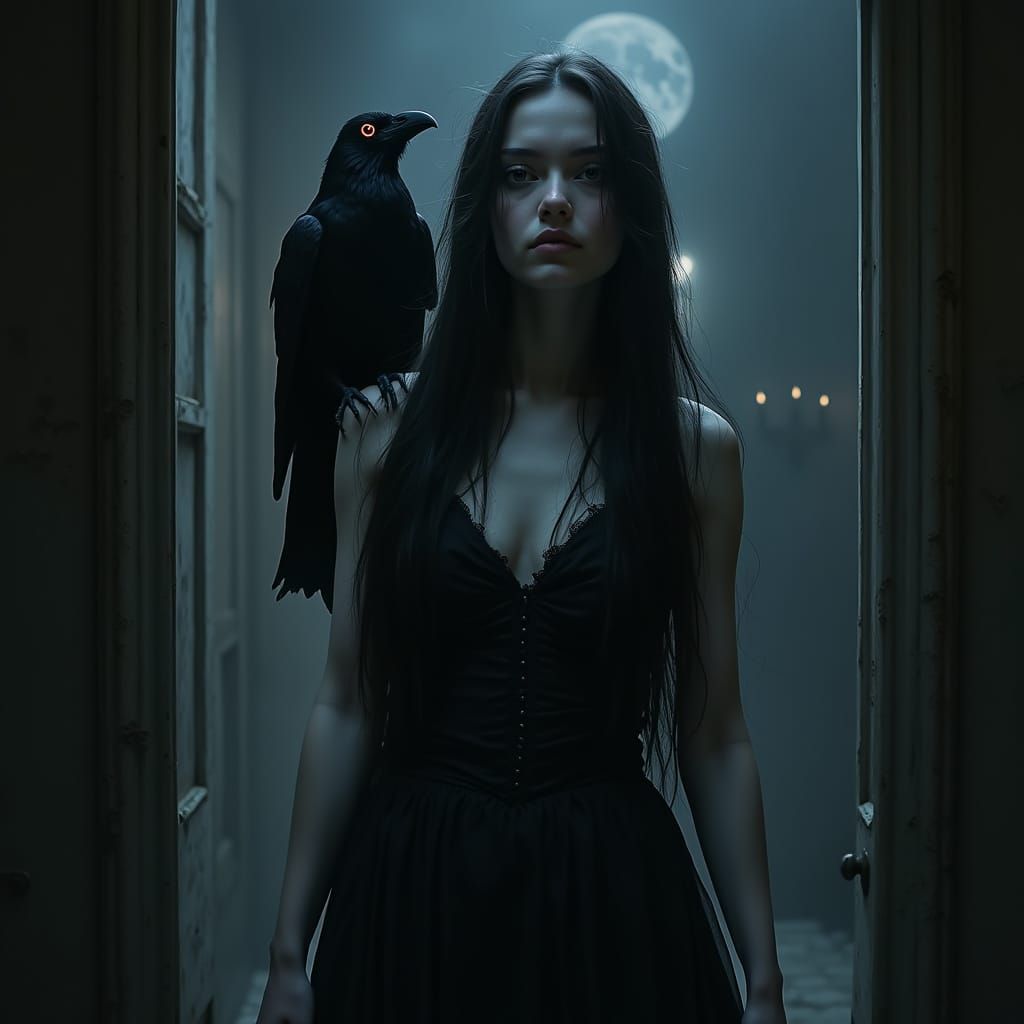 Mysterious Woman in Dark Elegance