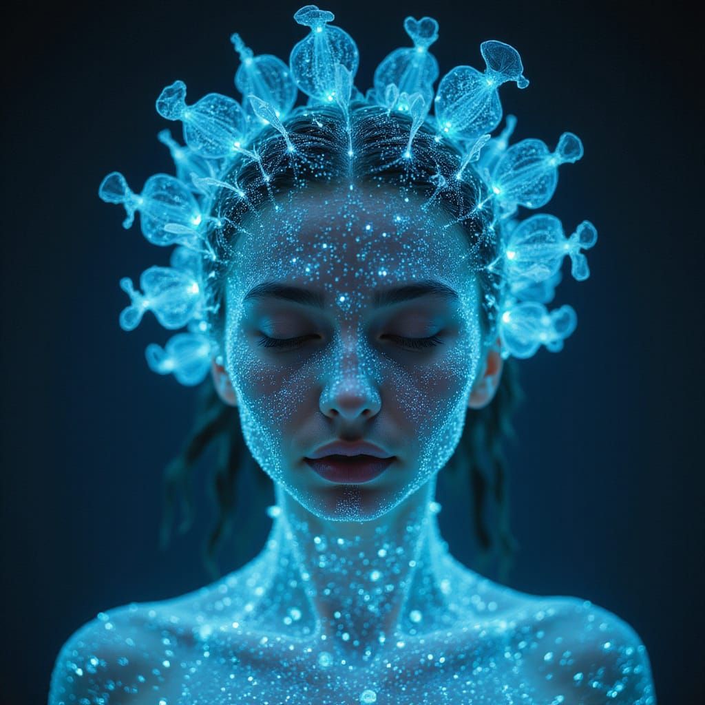 Futuristic Bioluminescent Portrait in Digital Art Style