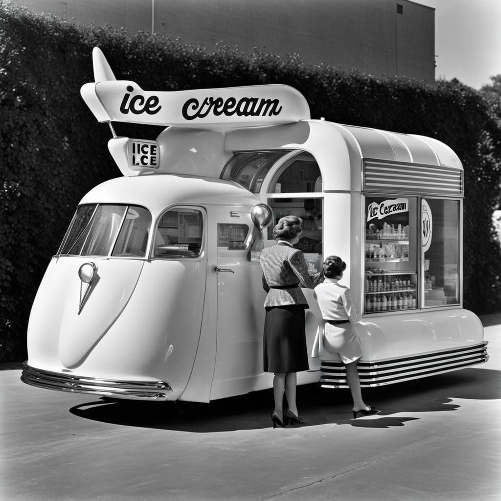 1950s Hovering Retro-Futuristic Ice Cream Truck