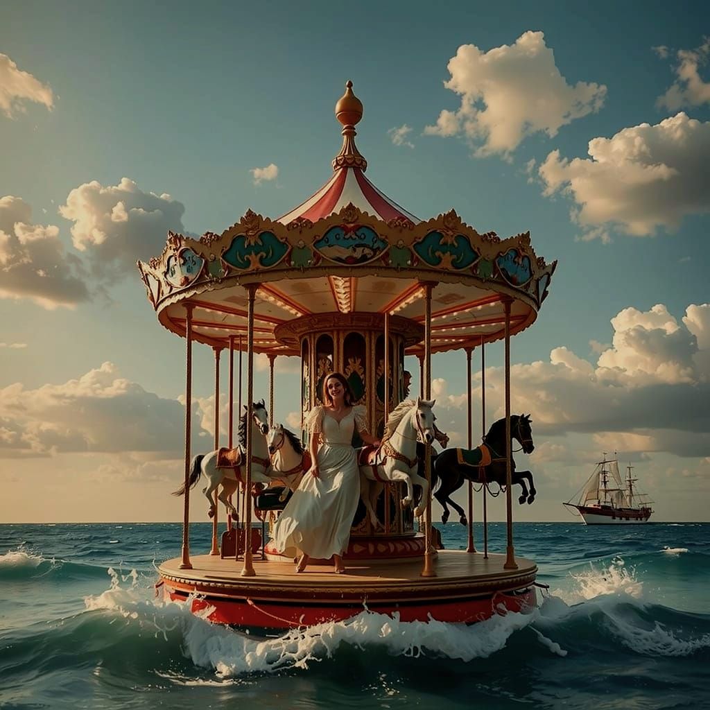 Enchanting Merry-Go-Round Adrift on the Ocean