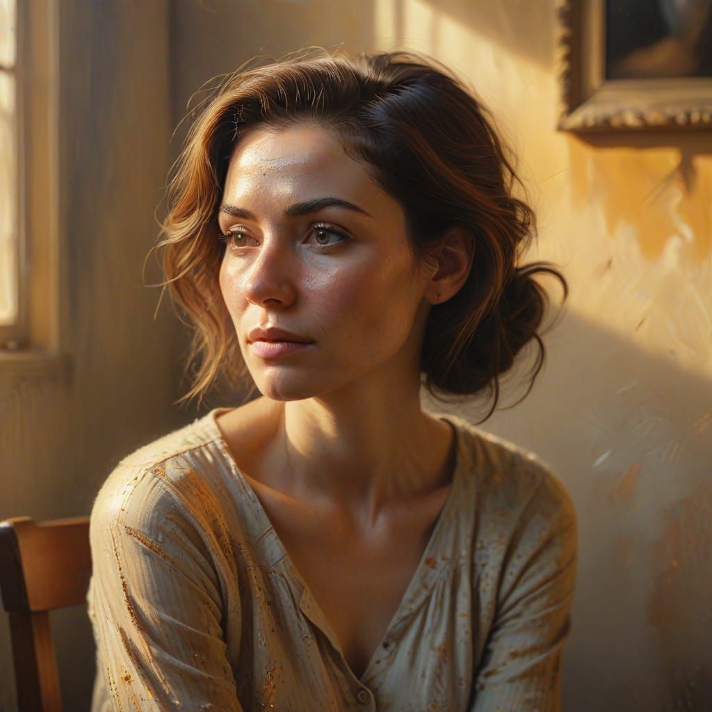 Captivating Portrait of Forgotten Woman in Oil Painting Styl...