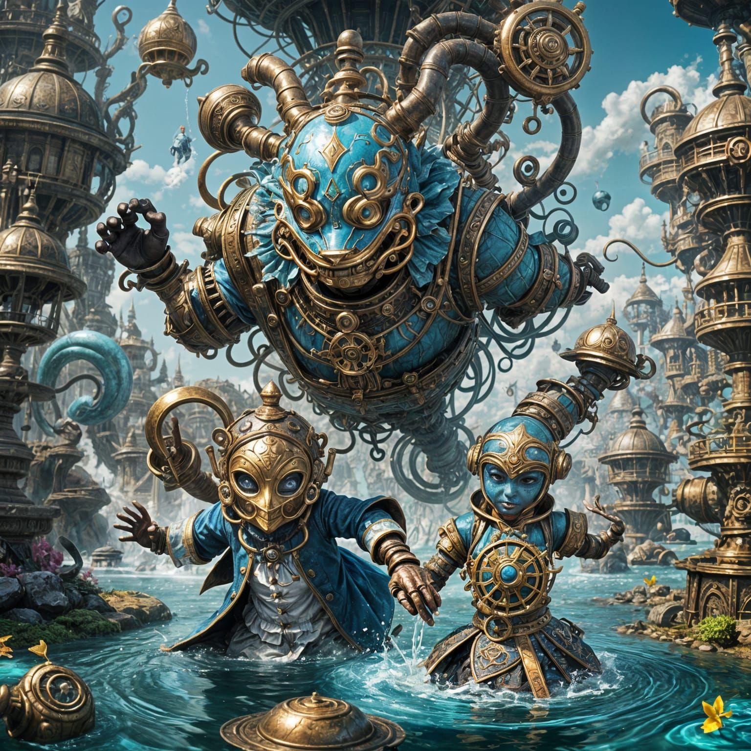 Steampunk Alice Water Bender in Wonderland