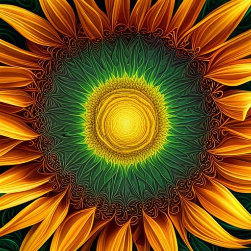 Sunflower as Cosmic Fractal by Pablo Amaringo