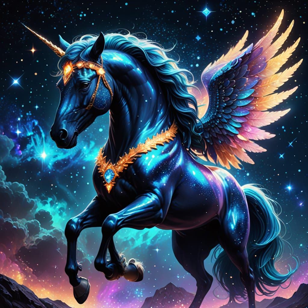 Cosmic Pegasus Rides Stardust Airwaves