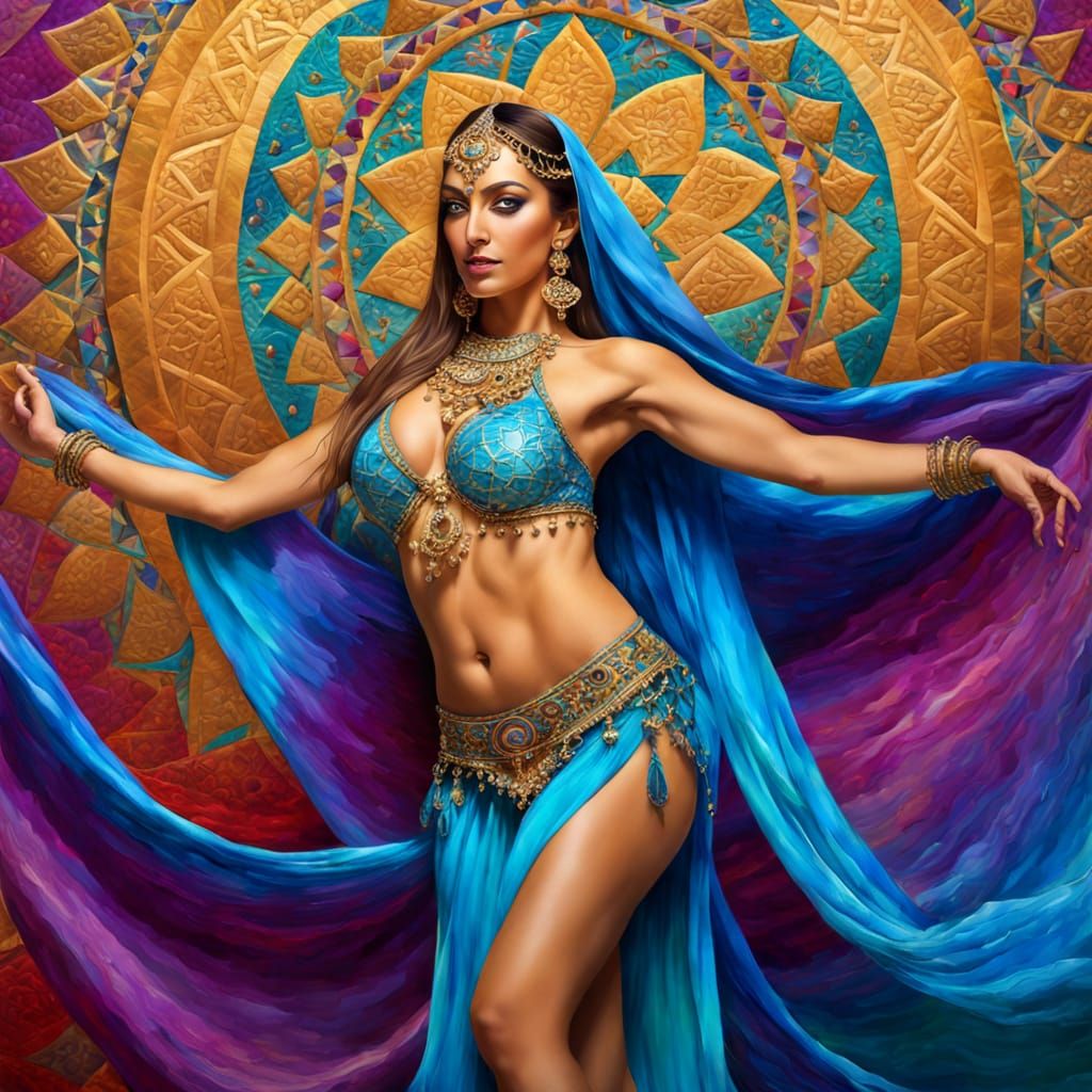 Surrealist Belly Dance in Vibrant Oil Painting