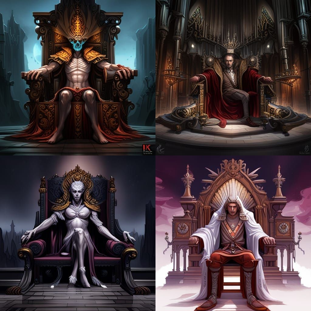 Dark Fantasy Ruler on Throne, Detailed Concept Art