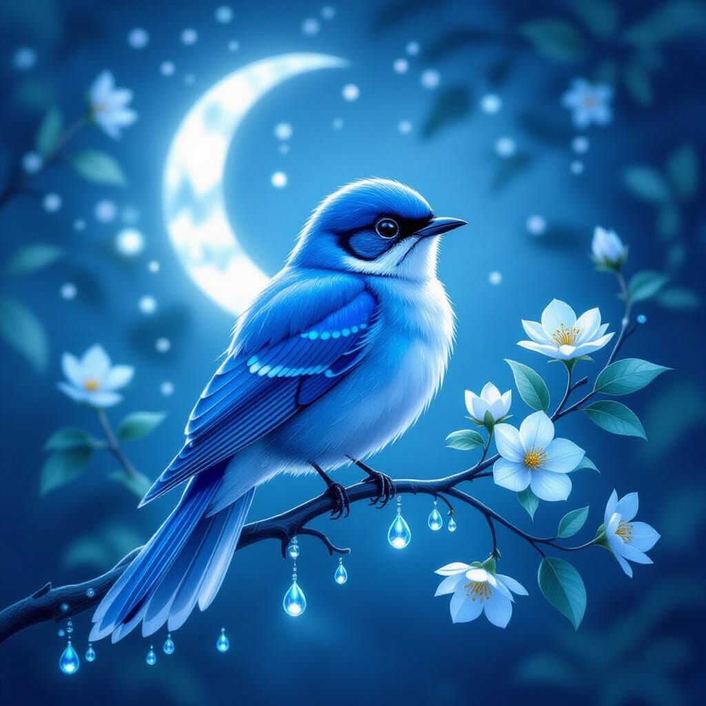 Moonlit Nightingale's Symphony of Light and Shadow