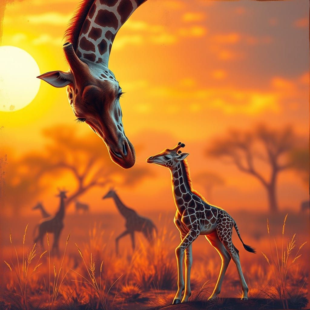 Mother and Baby Giraffe