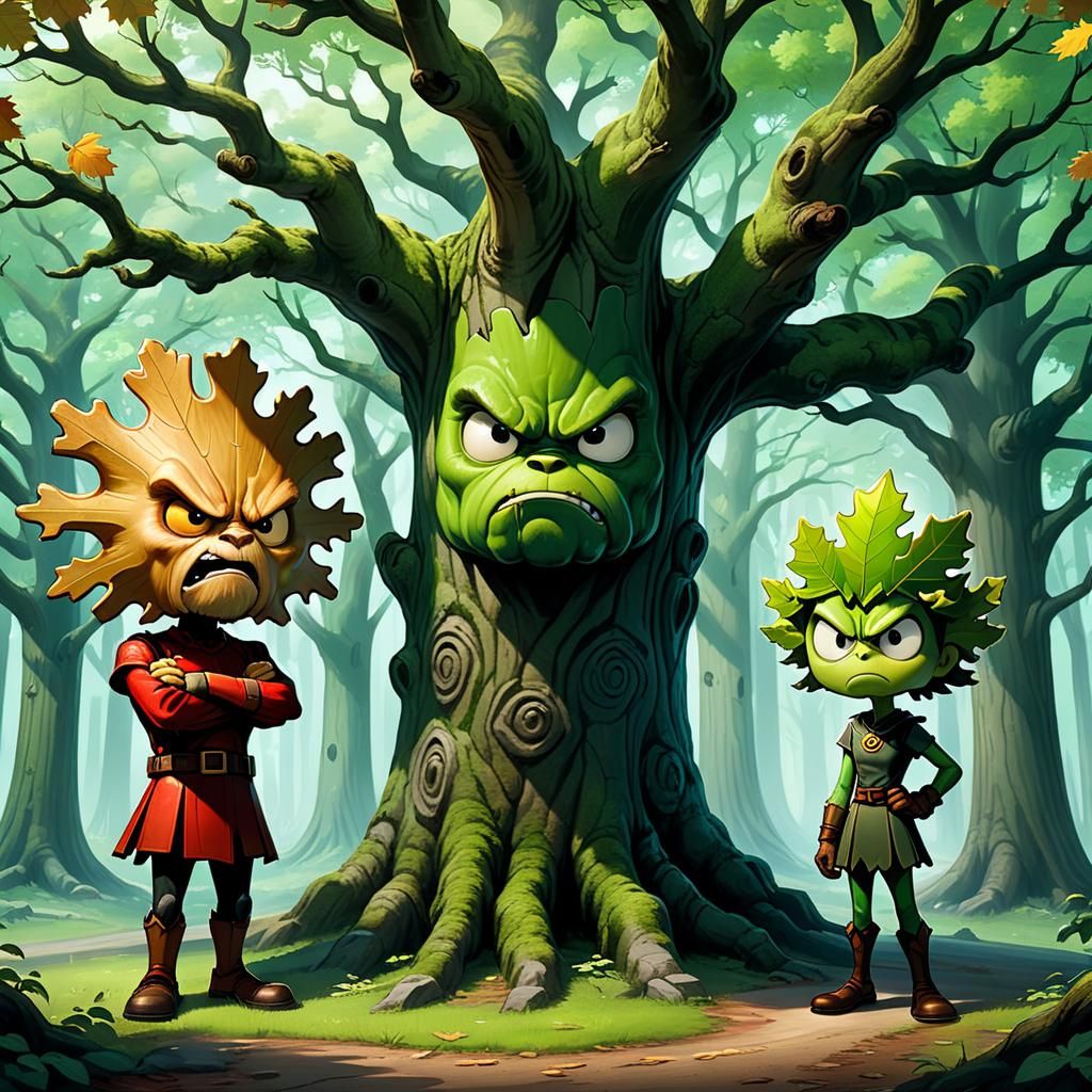 Anthropomorphic Trees Display Anger in Forest Setting