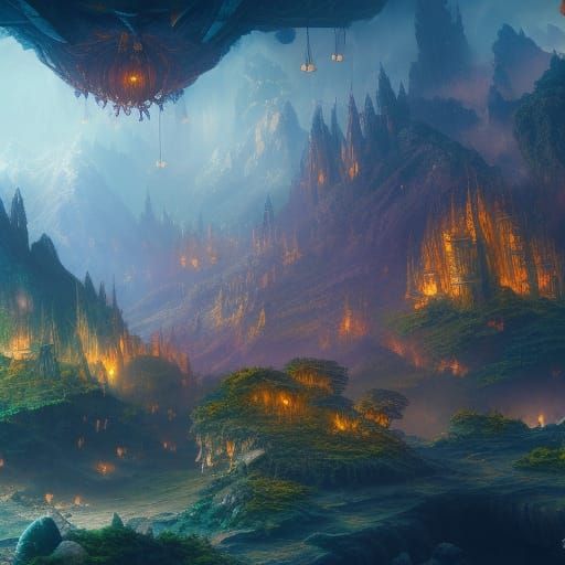 Detailed Matte Painting of Fantastical Nuggets