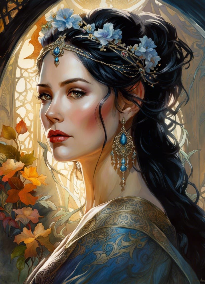 Hyper-Detailed Rococo Portrait of a Regal Woman