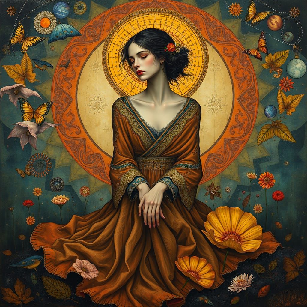 Surreal Figure in Dreamlike Cosmic Landscape