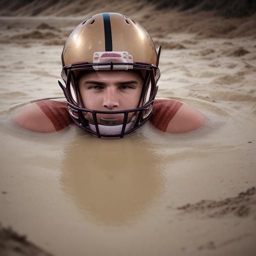 Football Player Sinking: Professional Photography
