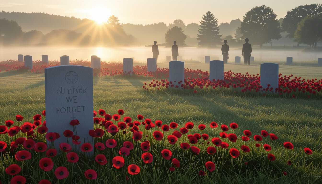Remembrance Day Poppies in Canada at Dawn