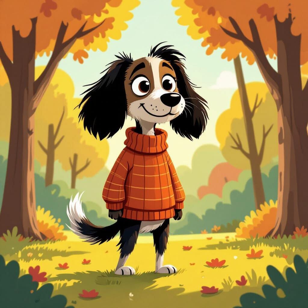 Anthropomorphic Dalmatian in Sunny Park Wearing Sweater