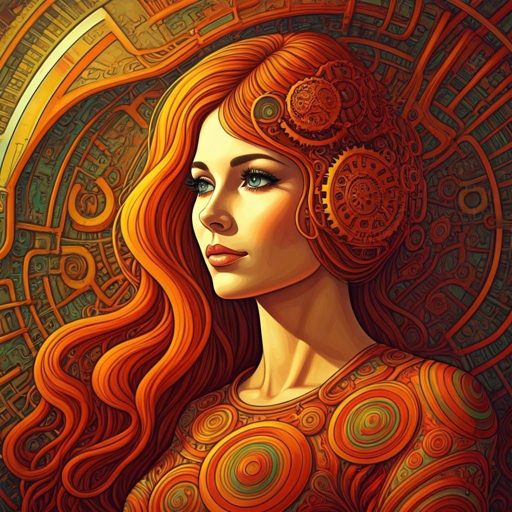 Psychedelic Woman in Futuristic Machine