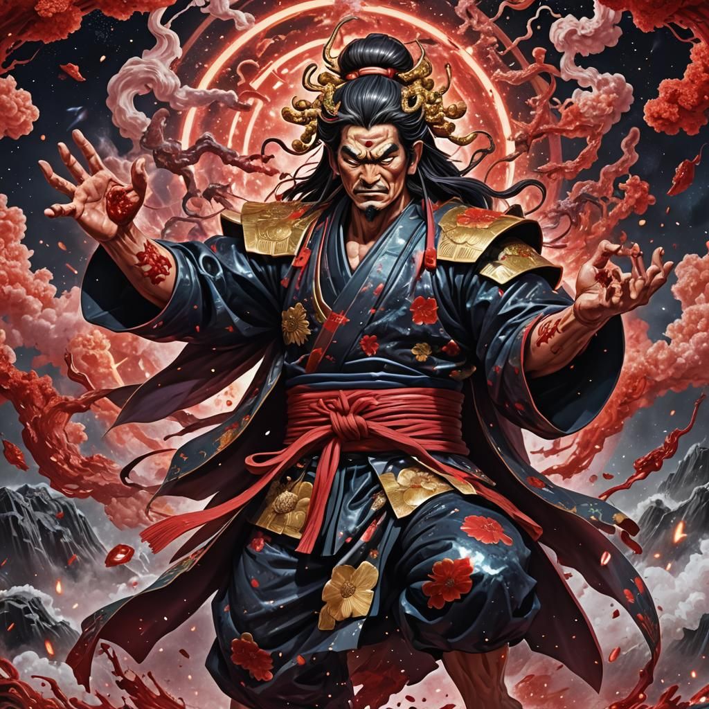 Takamimusubi Flexing His Powers: A Cosmic Illustration