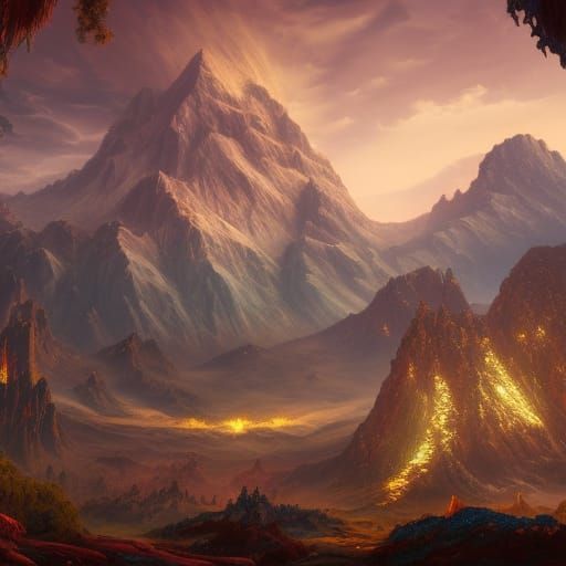 Fantastical Mount Olympus: Detailed Matte Painting