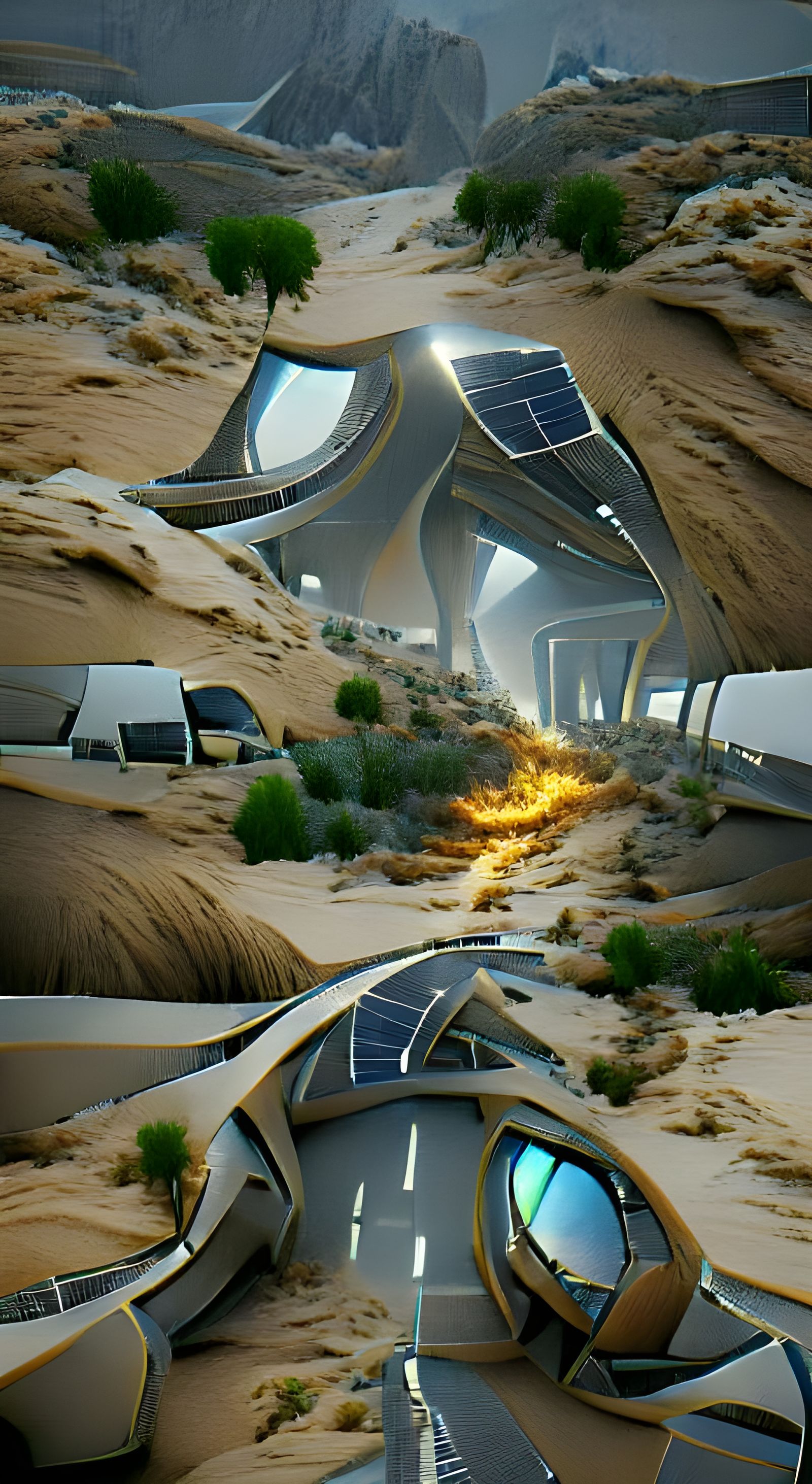 Desert Highway to Mountain: Sci-Fi Concept Art