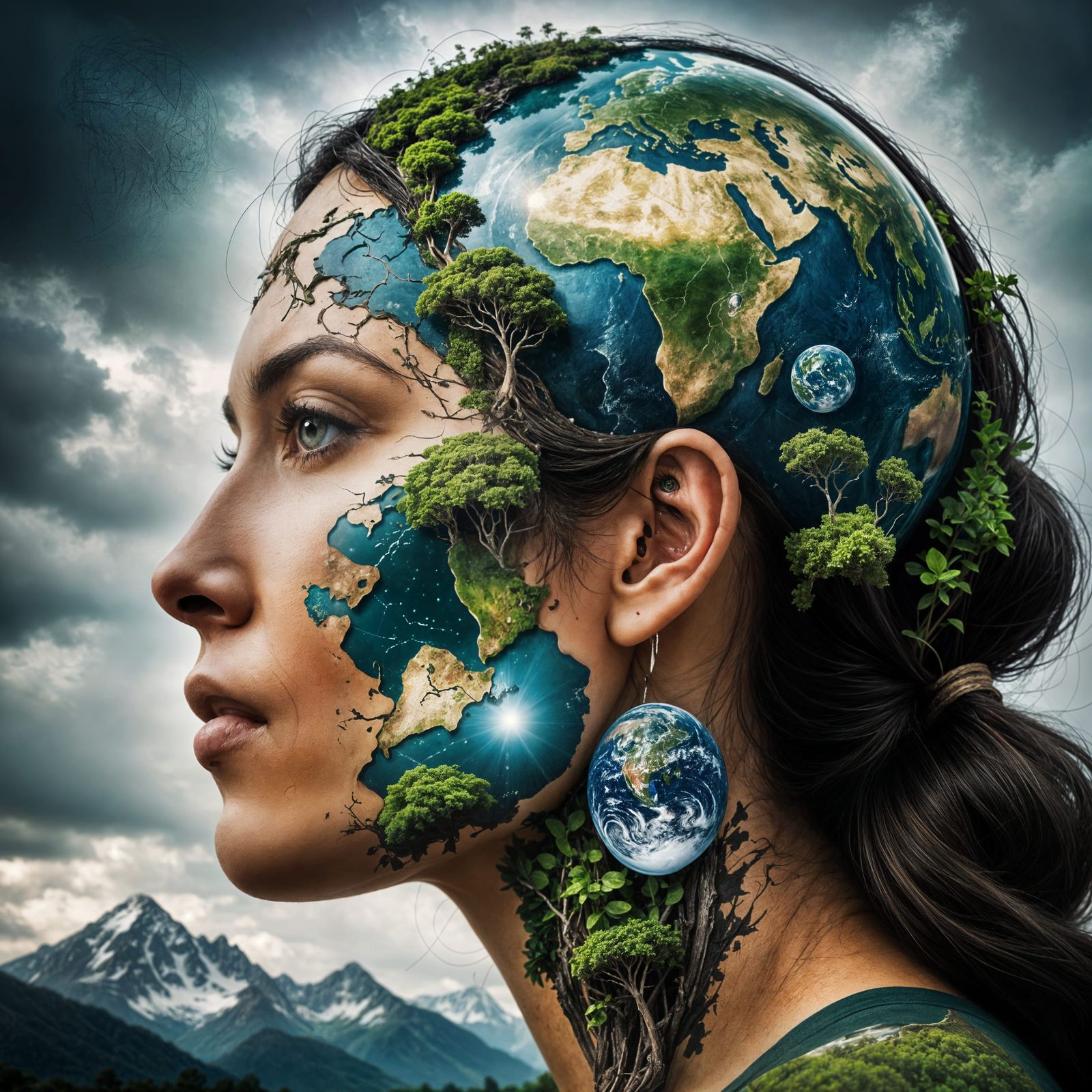 Mother Earth Double Exposure Art in HDR