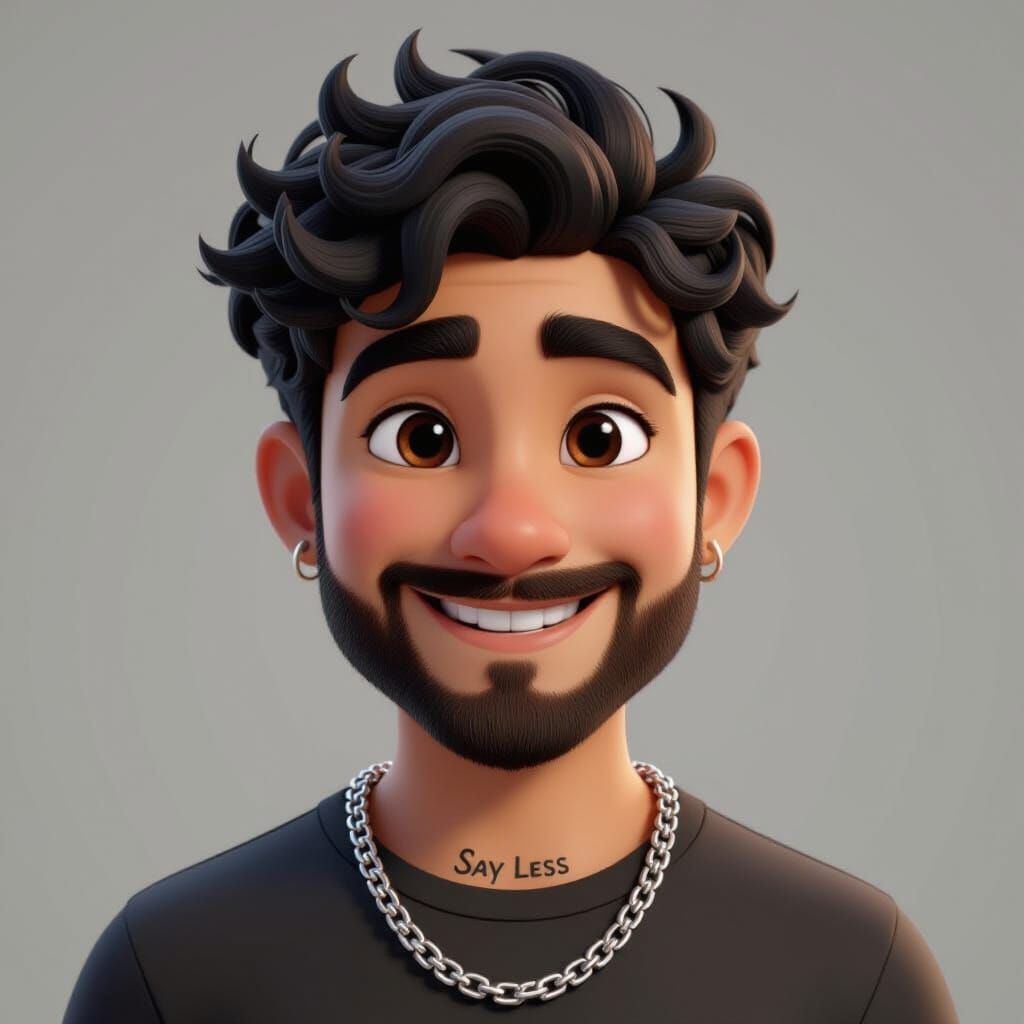 Pixar-style Young Man with Curly Hair