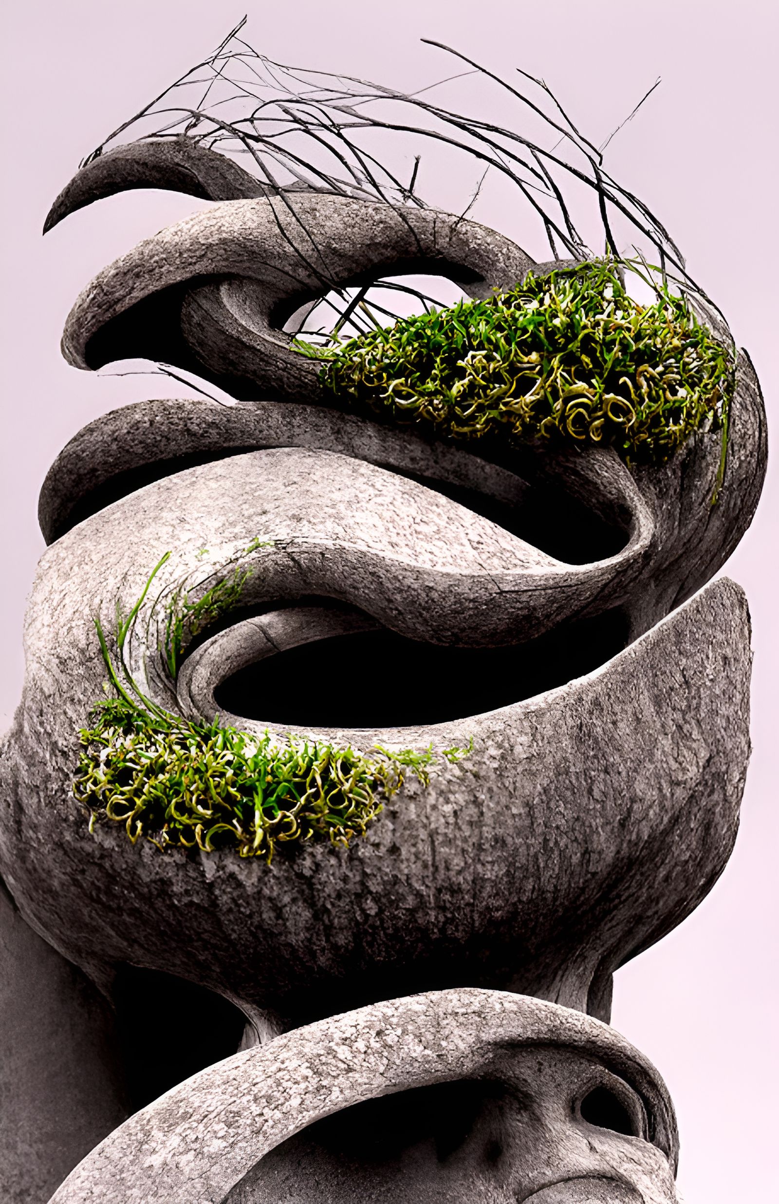 Moss Cities Sprouting from Pin Heads: 3D Render