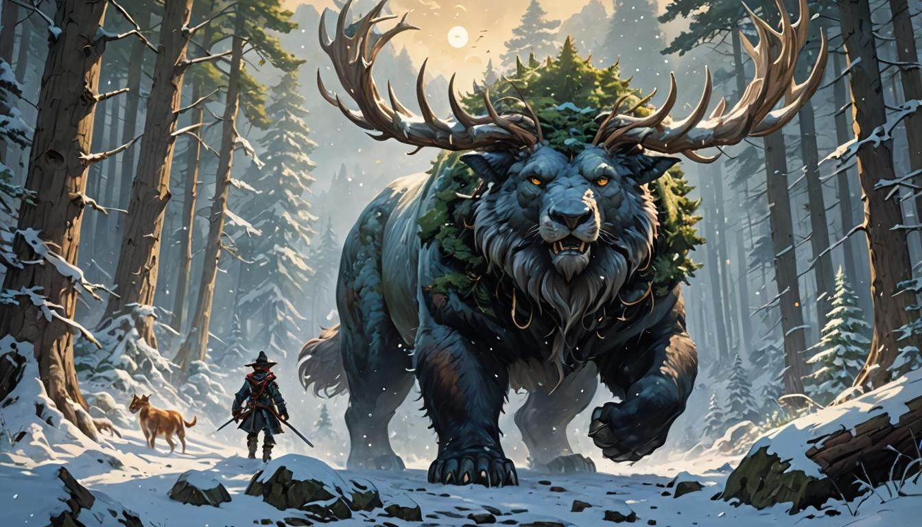 Guardian of Pine Mountain Forest in Anime Style