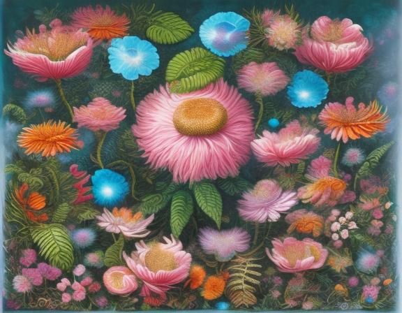 Psychedelic Flowers with Intricate Patterns