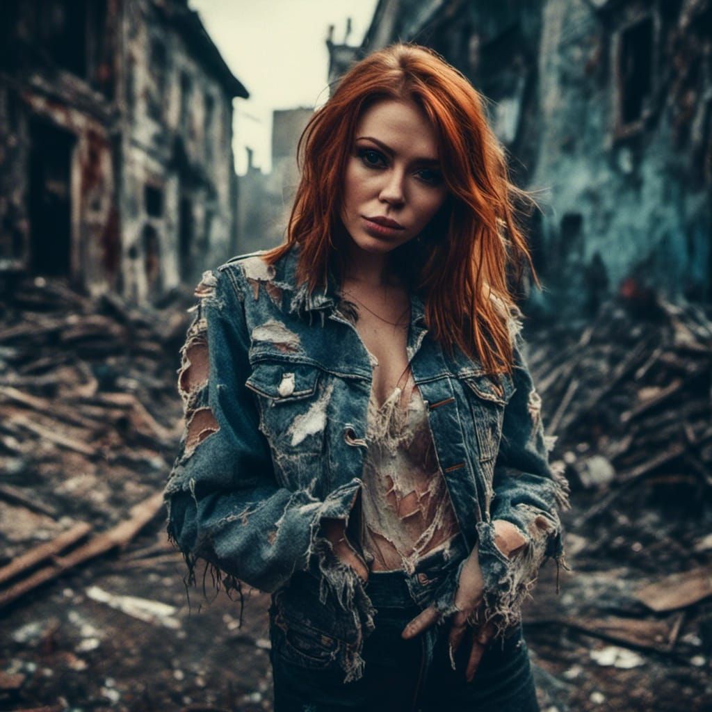 Beautiful redhead in the apocalypse