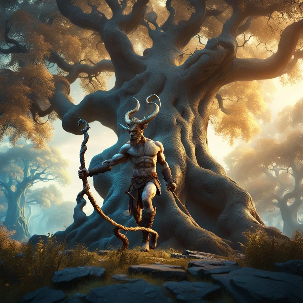 Satyr Overlord in a Dramatic Matte Painting