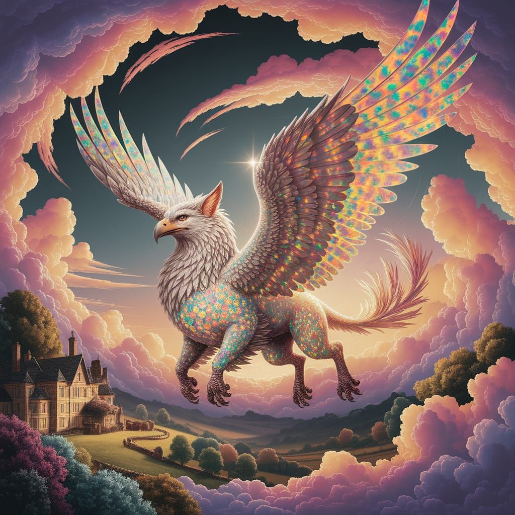 Opal Griffin Soaring Through Colorful Skies