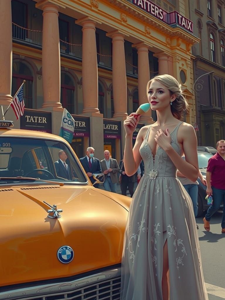 Photorealistic. Digital color photography.  A breathtakingly beautiful woman with a tumble of pale blonde hair, softly i...