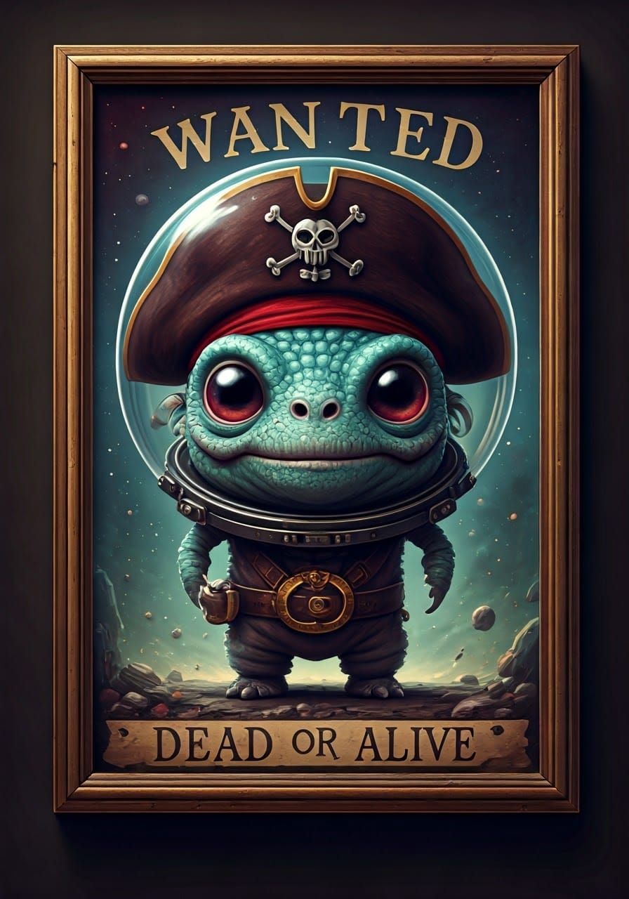 Wanted: Cute Alien Space Pirate Poster