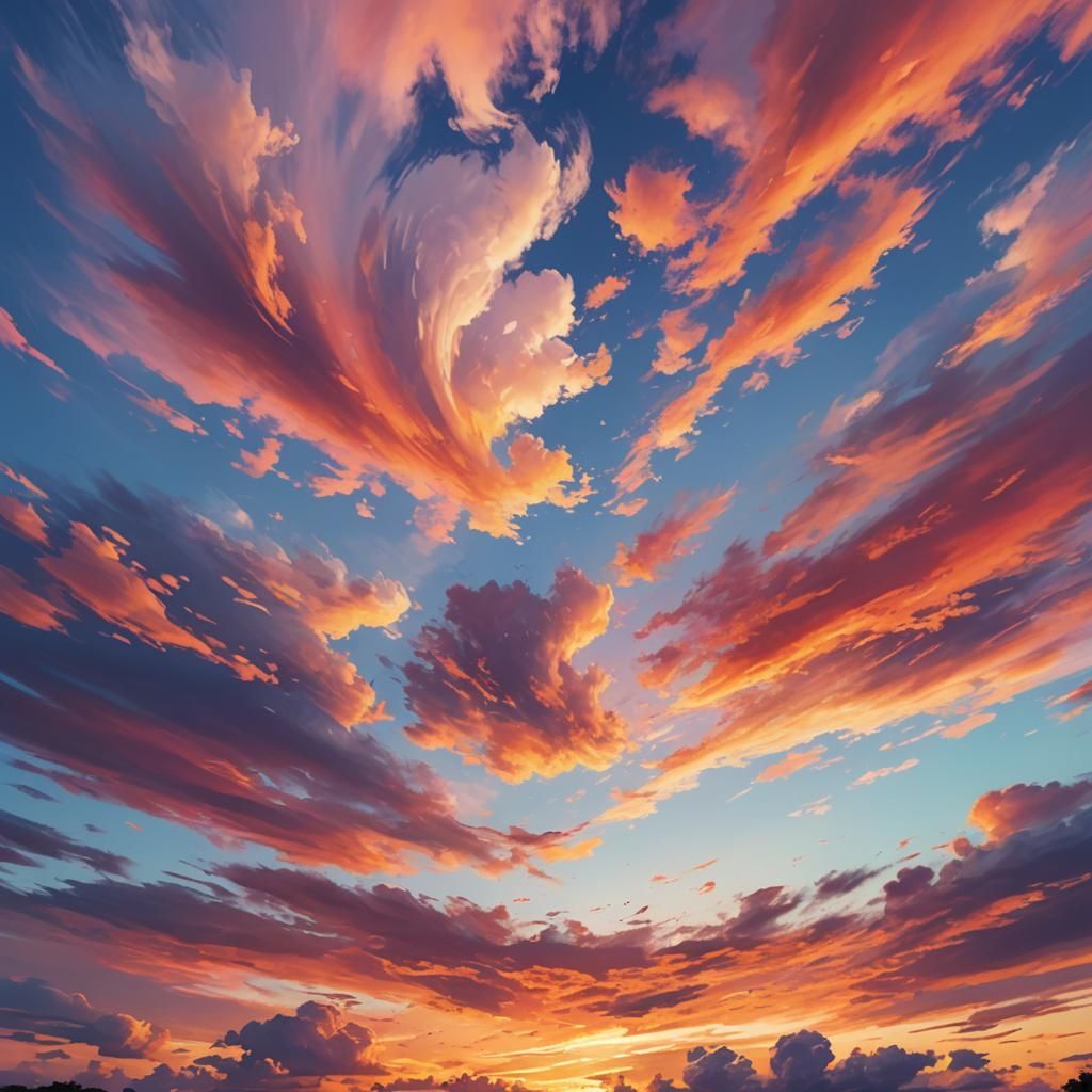 Abstract Expressionist Sky with Swirling Colors