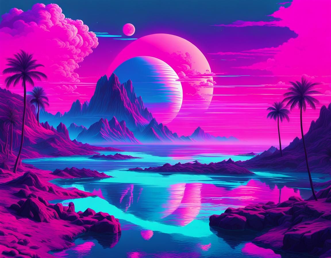 Vaporwave Dreamscape Merges with Renaissance Art