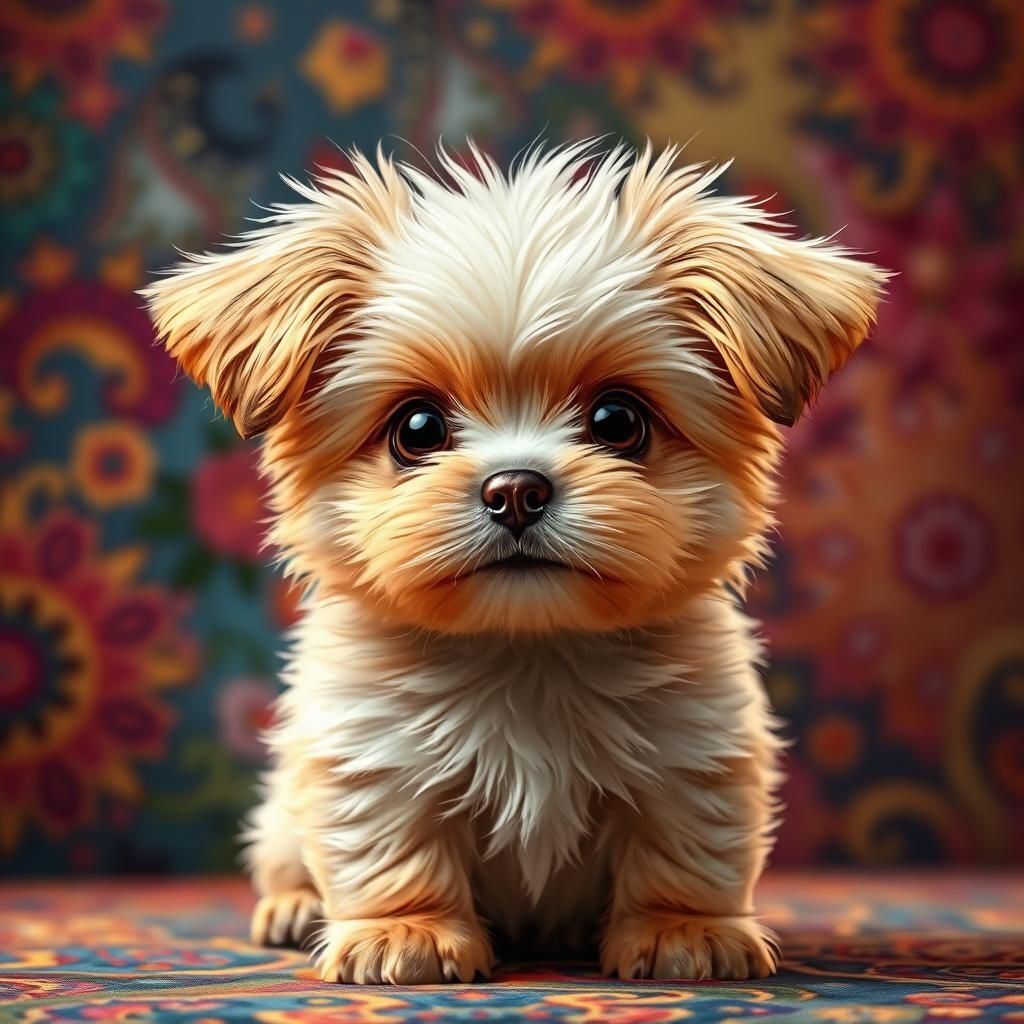 Fluffy Puppy Portrait in Hyperrealistic Digital Art