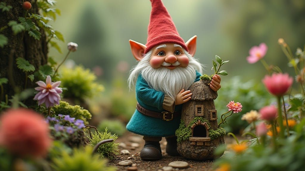 Gnome Finds Miniature Garden Sculpture, Rassouli Style