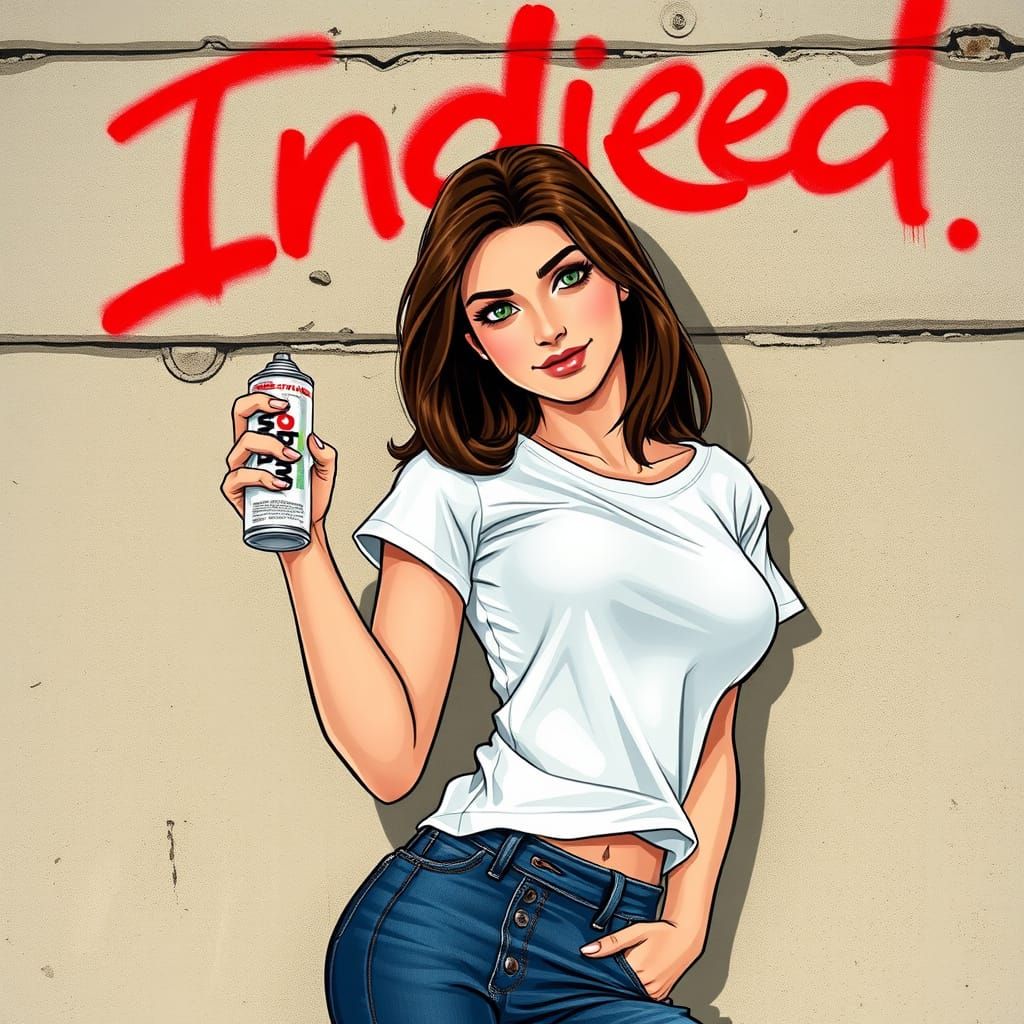 Sultry Street Pin-Up Girl in Graffiti Style